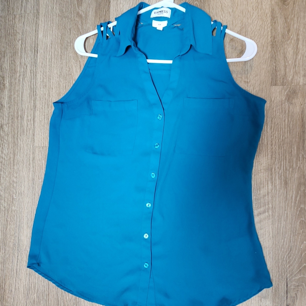 Women's Sleeveless Teal Blouse